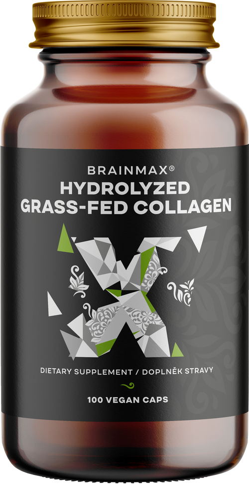 BrainMax Hydrolyzovaný GrassFed Collagen (kolagen z krav krmených trávou), 600 mg, 100 kapslí