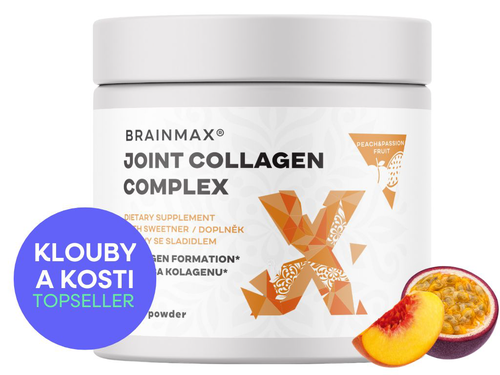 BrainMax Joint collagen komplex, broskev-marakuja, 225 g