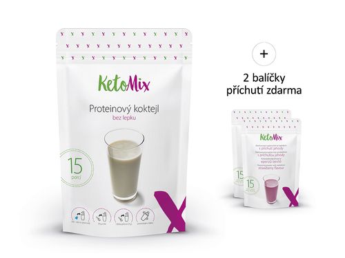 KetoMix Proteinový koktejl (15 porcí) 450 g 1. příchuť koktejlu: čokoláda, 2. příchuť koktejlu: vanilka