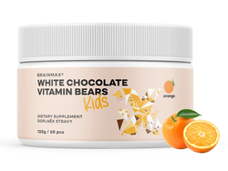 BrainMax KIDS White Chocolate Vitamin Bears, Orange, 120 g (60 ks)