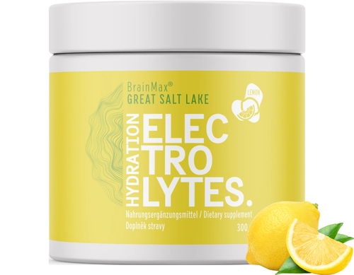 BrainMax Hydration Electrolytes, hydratační elektrolyty, citron, 30 dávek, 300 g