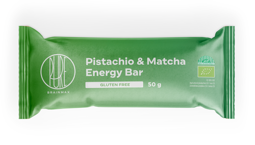BrainMax Pure Energy Bar, pistácie a matcha, BIO, 50 g