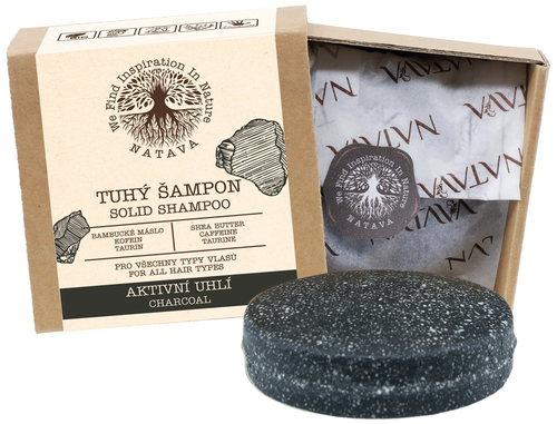 NATAVA - Tuhý šampon - Aktivní uhlí, 85 g