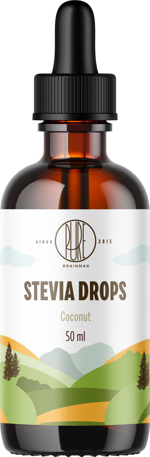 BrainMax Pure Stevia drops, Stévie kapky, 6 druhů příchutí, 50 ml